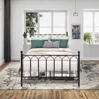 Lit plateforme double moderne en métal, taille Queen, avec rangement, en fer épais, pour chambre à coucher, maison intelligente, salon, hôtel