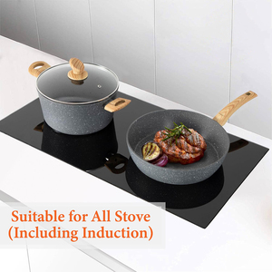 High Quality NonStick 12-Piece Aluminum Cooking <b>Pots</b> With Glass Lid Ceramic Coated Forged Non-stick Cookware Set - Product Image 3