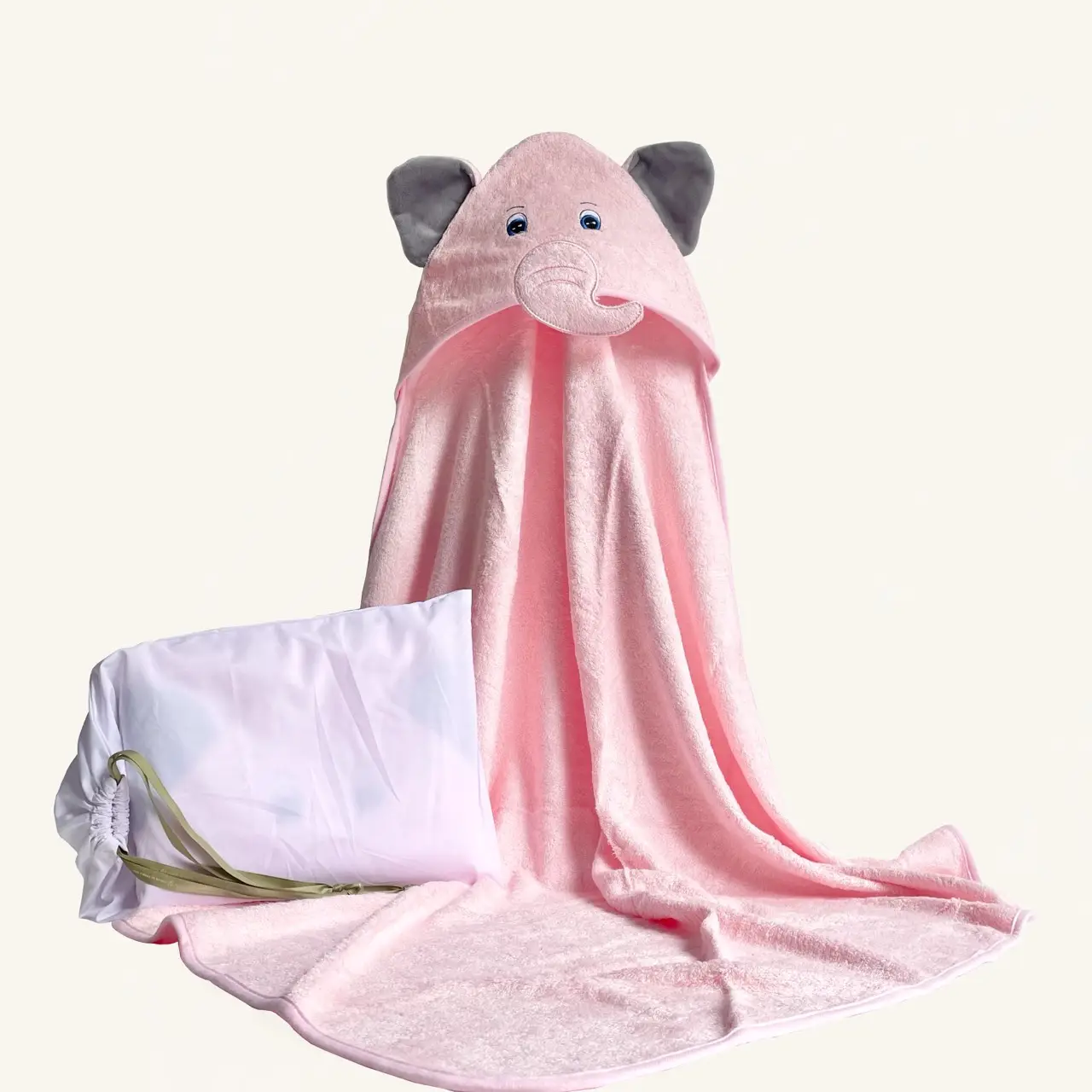 Hot sell 500GSM cotton bag-packed super breathable bamboo bath towel elephant design bamboo hooded towel for child