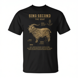 Camiseta Sing Second The Goat negra de manga corta con cuello redondo para hombre, ropa con diseño gráfico - Product Image 2