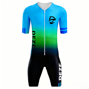 Maillots de cyclisme unisexes OEM en gros, maillots de compression personnalisés à manches courtes pour le triathlon, tenue de sport pour la natation, le cyclisme et la course à pied - Product Image 5