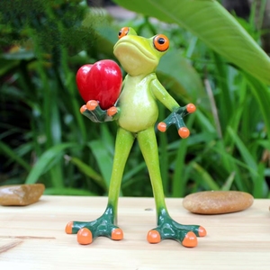 Dessin animé créatif <span class=keywords><strong>debout</strong></span> <span class=keywords><strong>grenouille</strong></span> tenant coeur résine artisanat décoration pour jardin maison bureau décoration ornements - Product Image 2