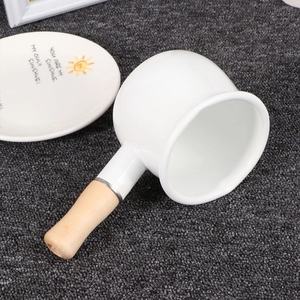 Classic Non Stick Mini Coffee Enamel Milk <strong>Pot</strong> Pan Clay <strong>Cooking</strong> With Single Wooden Handle - Product Image 3