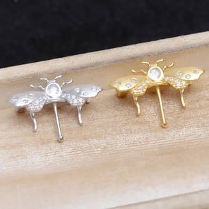 Composants de bijoux en argent 925, papillon baroque à trou traversant, broche, pendentif, broche à double usage, perle, 5643 - Product Image 1