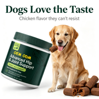 Compléments alimentaires pour chiens à la glucosamine, marque privée OEM, très bien notés, pour les hanches et les articulations, sous forme de bouchées moelleuses, saveur poulet, soutien immunitaire, 5,0 kg/pièce