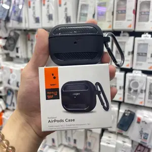 Spigenss thương hiệu tai nghe trường hợp Silicone durapro fiex sgping cho Apple AirPods Pro 2 3 Sling cao su tai nghe Bìa sợi carbon