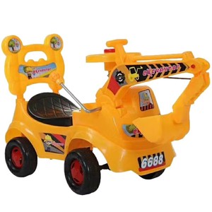 Children's Ride On Excavator Toy Car Yellow Plastic Four Wheel Construction Vehicle For Kids 6688 - Product Image 1