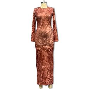 Robe Longue Liu Ming à Col Rond Imprimée à Manches Longues, Grande Vente, Logo Personnalisé, pour Femme, Fête et Club - Product Image 5
