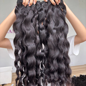 自然波浪 100% 未加工人发束批发廉价人发束原生处女发女用 - Product Image 3