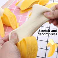 Bestverkochte rubberen afpelbare bananenknijper stressverlichter fidget slow rebound ventilerende fruitvormige speeltje voor kinderen om angst te verlichten
