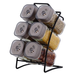 Wholesale New Design 6 jars spice rack set glass spice jar set 110ml