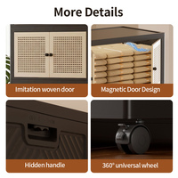 Boîte de rangement pliable multifonctionnelle, conteneur de rangement empilable en plastique avec roulettes et portes magnétiques, utilisation à domicile et au bureau