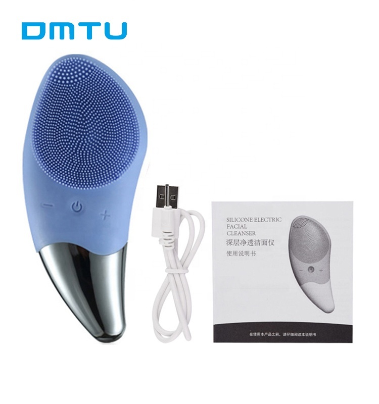 Mini cepillo de limpieza Facial de silicona sónica portátil eléctrico