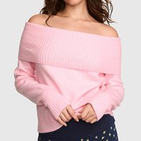 Pull-over en maille côtelée ample à manches longues et épaules dénudées pour femme, personnalisable – Fabricant