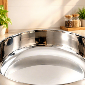 Poêle à frire profonde en acier inoxydable de qualité supérieure, couleur argent, robuste, pour la cuisine - Product Image 2