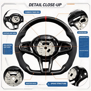 Volant en fibre de carbone personnalisé en usine, fond plat, remplacement pour BMW <span class=keywords><strong>M3</strong></span> <span class=keywords><strong>CS</strong></span> M4 <span class=keywords><strong>CS</strong></span> <span class=keywords><strong>F80</strong></span> F82 F30 - Product Image 4