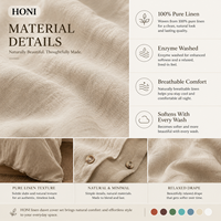 HONI Prix Bas, 100% Lin, 100TC, Écologique, Housse de Couette Douce de Luxe Taille Queen, Ensemble de Literie pour Toute la Maison