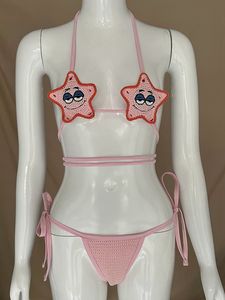 Costume da bagno <span class=keywords><strong>Sexy</strong></span> da donna in costume da bagno da bagno di San Valentino con 2024 Patrick <span class=keywords><strong>Star</strong></span> all'uncinetto in colore rosa - Product Image 2