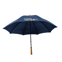 Parapluie de golf droit compact, léger, pratique, ouverture manuelle, double armature en fer, poignée en bois, design imperméable et coupe-vent