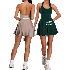 定制标志网球连衣裙女性运动服健身连衣裙内置短裤快干运动裙连衣裙 - Product Image 1