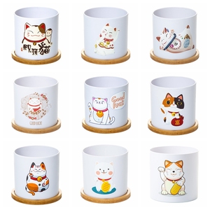 Custom Pattern Cartoon Cat Funny Plant Container Plant Pot Macetas