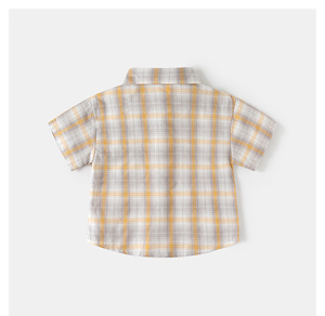 Ensemble 2 pièces décontracté pour enfants 2026 : <span class=keywords><strong>Chemise</strong></span> à <span class=keywords><strong>carreaux</strong></span> à col rabattu et short pour garçons – Collection été en gros - Product Image 2