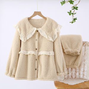 Jinduoer comodo pigiama in flanella da <span class=keywords><strong>donna</strong></span> con PJs in pile di spessore per <span class=keywords><strong>abbigliamento</strong></span> termico invernale morbido per la <span class=keywords><strong>casa</strong></span> per la notte - Product Image 4