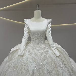 Robes de mariée Jancember JFH68, style moderne, manches longues, empire, robe de bal musulmane pour femmes - Product Image 3