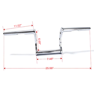 AOCHUANG Guidon de moto rétro chromé 22 mm, guidon Drag Z noir/chrome pour moto - Product Image 2