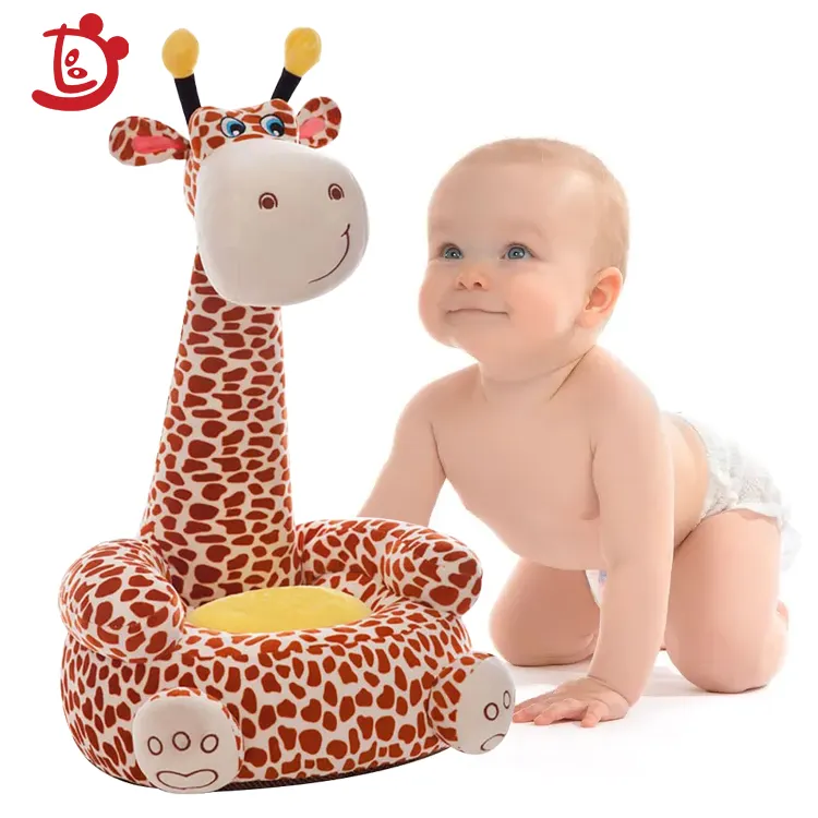 customization High Quality Cartoon Animal Baby Four Legged Giraffe Plush Stuffed Children Sofa