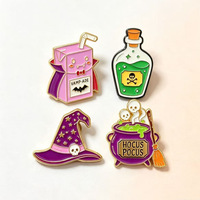 Pins en émail d'Halloween personnalisés : fantôme, citrouille, chapeau de sorcière, boisson, pizza. Badge en métal émaillé dur pour sac à dos, vêtements, cadeau.