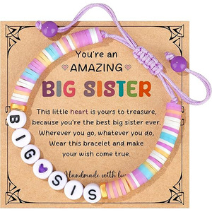 <strong>Sister</strong> <strong>Gifts</strong> Little Girls Adjustable <strong>Big</strong> <strong>Sister</strong> Alloy Natural Stone Beaded Bracelet Card Stretch Accessories Beads - Product Image 1