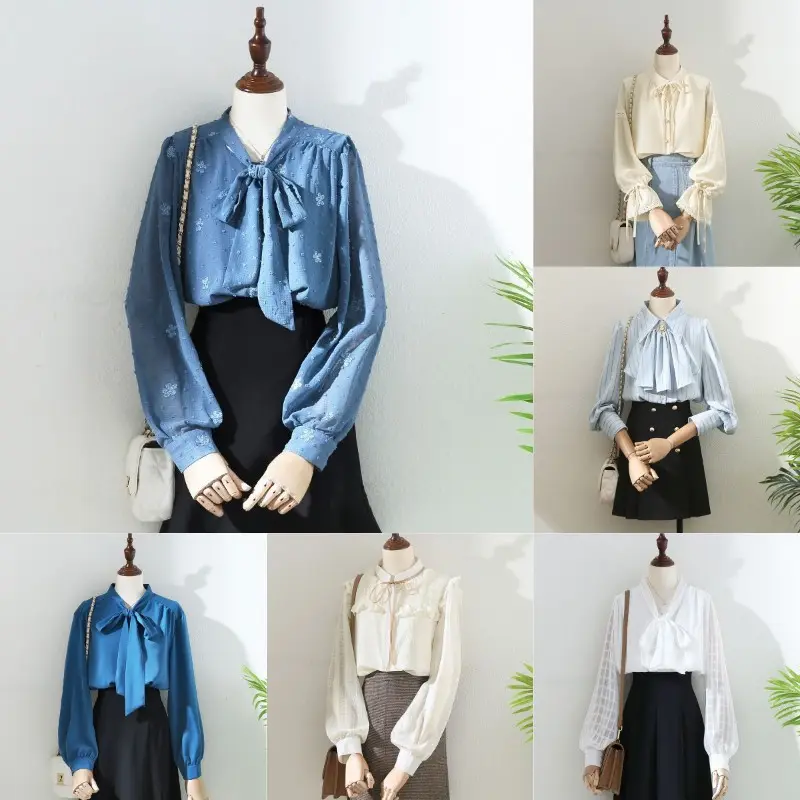 Factory outlet loose casual ladies long sleeve shirt