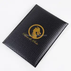 Personalizado Matte Black Aluminum Foil Bag Embalagem De Transporte Poly Bubble Mailer Preto Mailing Bags Fabricação