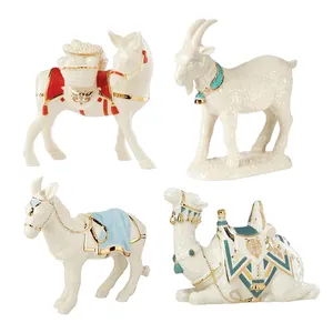 Novelty handmade goat donkey laying camel first blessing ceramic nativity animal figurine