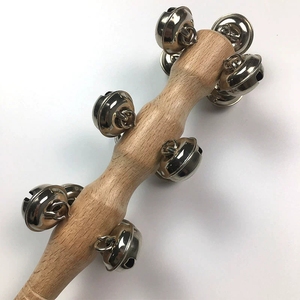 Lot de 12 clochettes métalliques avec manche en bois naturel non peint, instrument de percussion Orff pour l'entraînement rythmique des bébés - Product Image 3
