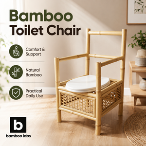 Silla de Inodoro de Bambú Premium, Altura Ajustable, Reposabrazos Acolchados, Recipiente Extraíble, Impermeable, Certificación Clase III, para Personas Mayores - Product Image 2
