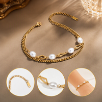 Ensemble de bracelets à breloques multi-styles en perles, chaîne en acier inoxydable 304 doré, pendentifs coquillage, poisson, queue de sirène, bijoux de poignet