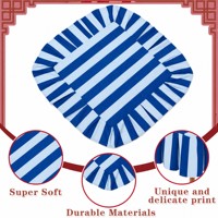 Nappe rayée personnalisée 55 pouces carrée bleu marine à volants en polyester pour table de mahjong, idéale pour les soirées de jeu, vente en gros