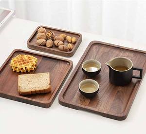 Bandeja de Servir Rústica de Madera Maciza de Nogal, Ovalada, Redonda, Rectangular, Decoración de Cocina, Bandeja de Madera para Postres, Té, Café - Product Image 5