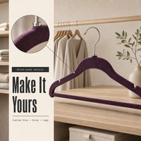 Cintres en velours floqué antidérapants personnalisés avec logo, crochet pivotant, cintre en plastique de 5 mm pour manteaux et costumes, usine OEM