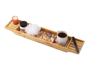 Support de <span class=keywords><strong>rangement</strong></span> de <span class=keywords><strong>baignoire</strong></span> en bambou et bois <span class=keywords><strong>rangement</strong></span> de salle de bain et étagère support de bain support de <span class=keywords><strong>baignoire</strong></span> à vidange facile - Product Image 1