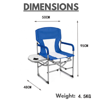Chaise de Réalisateur Pliante avec Table d'Appoint Robuste pour Camping, Pique-nique, Randonnée, Voyage – Siège Pliant Léger et Portable