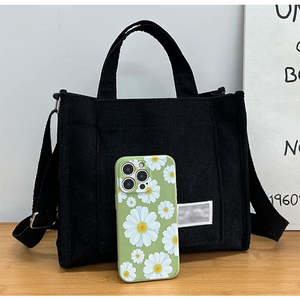 BSCI personnalisé velours côtelé fermeture éclair <span class=keywords><strong>sac</strong></span> à bandoulière coton toile, <span class=keywords><strong>sac</strong></span> à main décontracté fourre-<span class=keywords><strong>tout</strong></span> femme Eco <span class=keywords><strong>sac</strong></span> à bandoulière Vintage sacs <span class=keywords><strong>de</strong></span> messager - Product Image 3