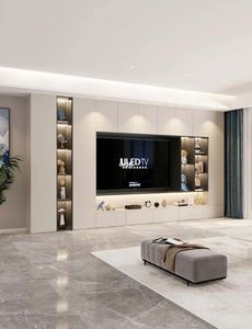 Diseños de lujo Sala de estar Madera 85 pulgadas Unidad de TV inteligente Vitrina Muebles Soporte de TV para sala - Product Image 4