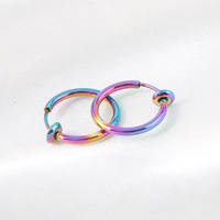 Boucles d'oreilles créoles à clip en acier inoxydable pour femmes et hommes, non percées, rétractables, fausses cartilages, faux anneaux de nez et de lèvre, bijoux cadeaux