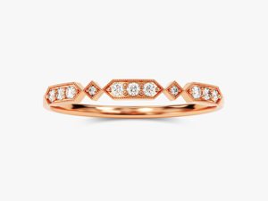 14K Solid Gold Milgrain Accent Hiphop Wedding <b>Ring</b> 0.10 CT Moissanite <b>Stacking</b> Vintage Halfway Bridal <b>Ring</b> IGI Certified - Product Image 4