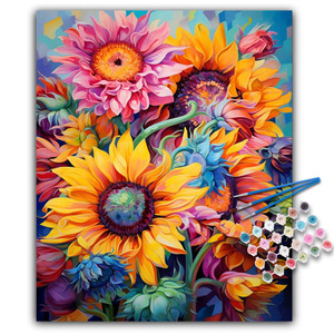 Kit de Pintura por Números de Girasoles, Pintura al Óleo DIY para Adultos Principiantes, Lienzo, Decoración de Pared para el Hogar, Regalo - Product Image 1