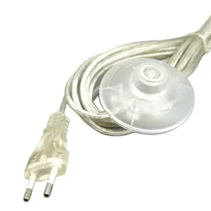 Transparent plug ac EURO 2 pin power supply cord lamp cable cord with ON/OFF 304 327 317 switch