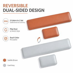 Ensemble repose-poignets ergonomique double face en cuir PU pour clavier et souris avec logo personnalisé, idéal pour cadeau promotionnel ou usage professionnel au bureau - Product Image 6